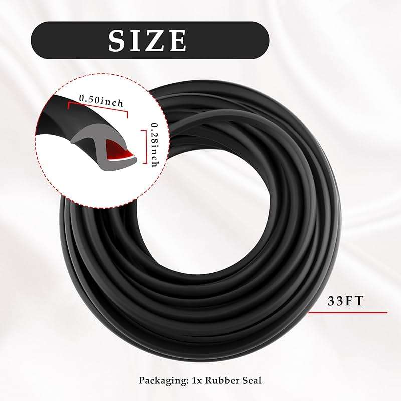 33FT Mudguard Flares Rubber Edge Trim,EPDM Rubber Seal Strip with Self Adhesive for Car Wheel Wells,Universal Rubber Gasket Strip Automotive Weather Stripping for Car Truck - Image 2
