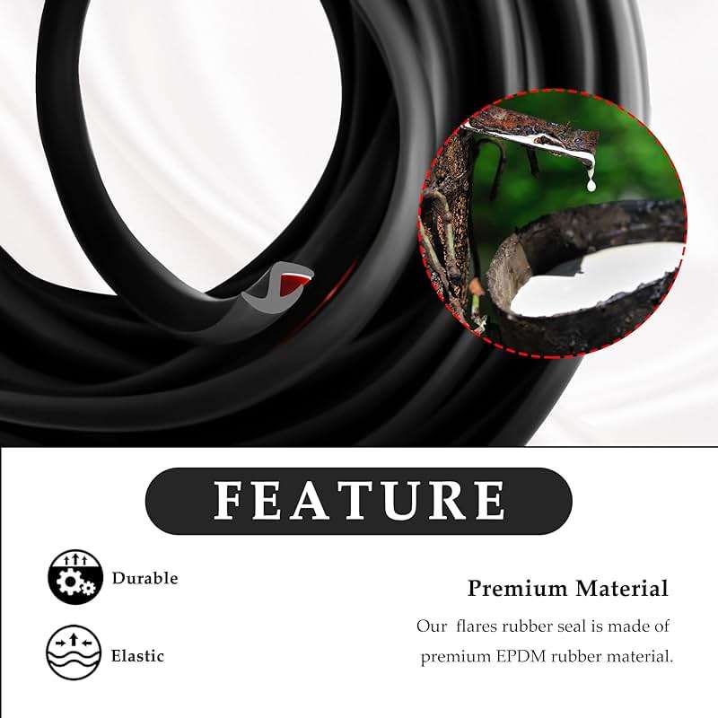 33FT Mudguard Flares Rubber Edge Trim,EPDM Rubber Seal Strip with Self Adhesive for Car Wheel Wells,Universal Rubber Gasket Strip Automotive Weather Stripping for Car Truck - Image 3