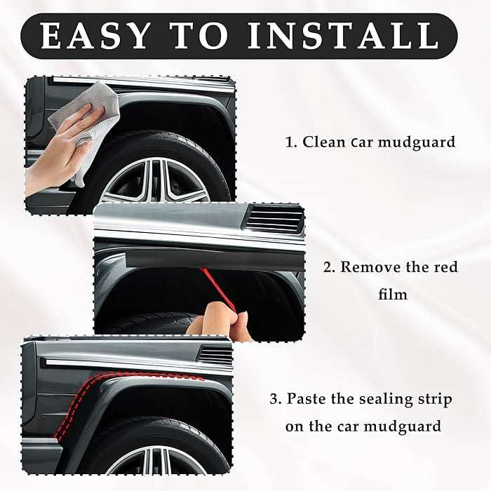 33FT Mudguard Flares Rubber Edge Trim,EPDM Rubber Seal Strip with Self Adhesive for Car Wheel Wells,Universal Rubber Gasket Strip Automotive Weather Stripping for Car Truck - Image 6
