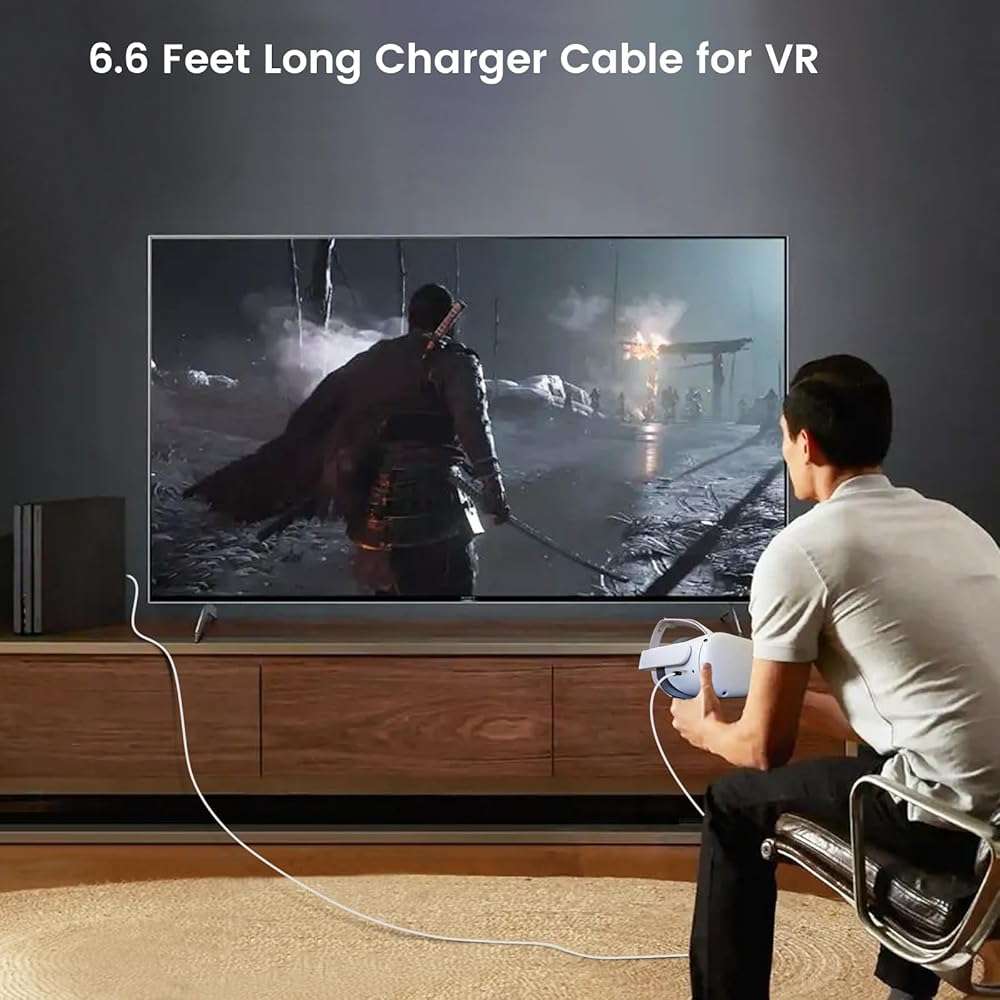 PD 20W USB C Fast Charger Compatible with Meta Quest 3 3S - Dual Port USB + Type C Adapter with 6.6ft C to C Charging Cable for Oculus Quest 2 Headset - Image 3