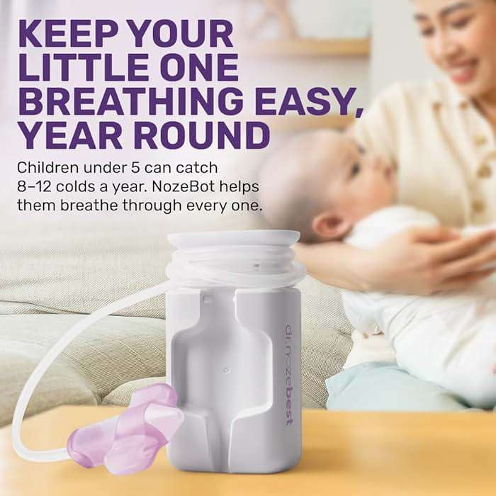 Dr. Noze Best NozeBot On the Go Nasal Aspirator - Pediatric ENT Designed Electric Nose Sucker for Babies and Toddlers, Portable and Easy to Clean, Battery Powered Relief for Mild Congestion - Image 5