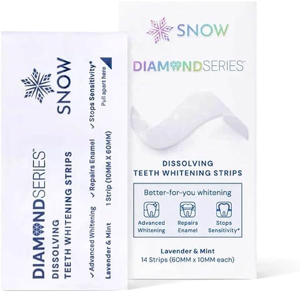 SNOW Teeth Whitening Strips 14 Count | Dissolving Formula with Hydrogen Peroxide and Hydroxyapatite | for Coffee Wine and Tea Stains | No Peel No Rinse | Fluoride Free - Product Image