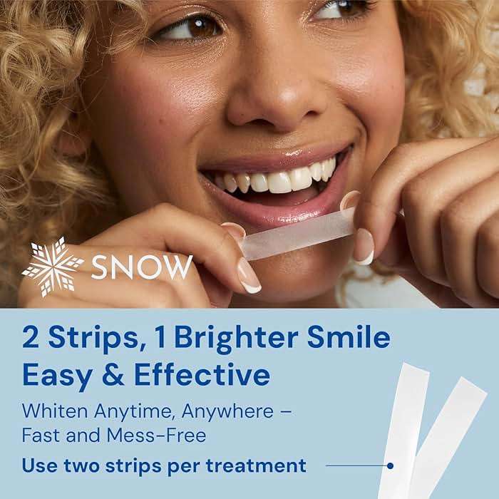 SNOW Teeth Whitening Strips 14 Count | Dissolving Formula with Hydrogen Peroxide and Hydroxyapatite | for Coffee Wine and Tea Stains | No Peel No Rinse | Fluoride Free - Image 2