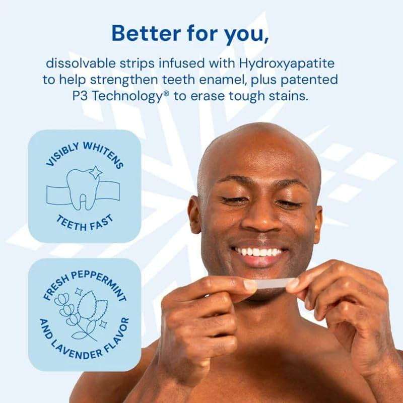 SNOW Teeth Whitening Strips 14 Count | Dissolving Formula with Hydrogen Peroxide and Hydroxyapatite | for Coffee Wine and Tea Stains | No Peel No Rinse | Fluoride Free - Image 4