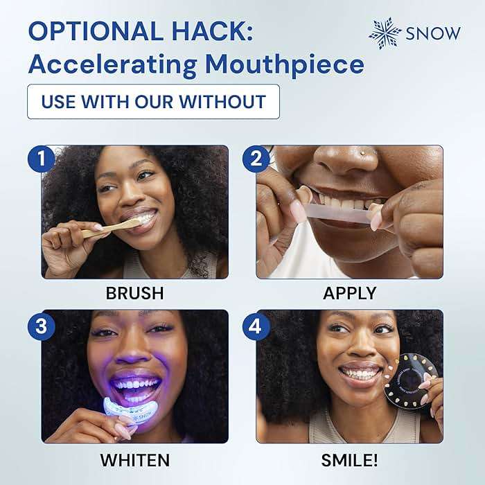 SNOW Teeth Whitening Strips 14 Count | Dissolving Formula with Hydrogen Peroxide and Hydroxyapatite | for Coffee Wine and Tea Stains | No Peel No Rinse | Fluoride Free - Image 5