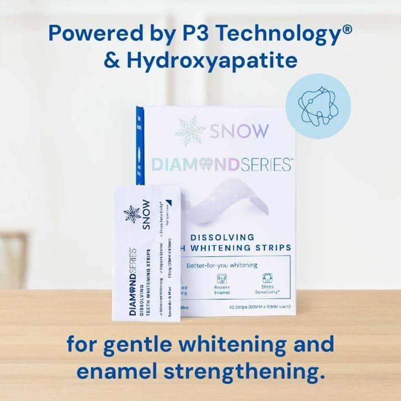 SNOW Teeth Whitening Strips 14 Count | Dissolving Formula with Hydrogen Peroxide and Hydroxyapatite | for Coffee Wine and Tea Stains | No Peel No Rinse | Fluoride Free - Image 7