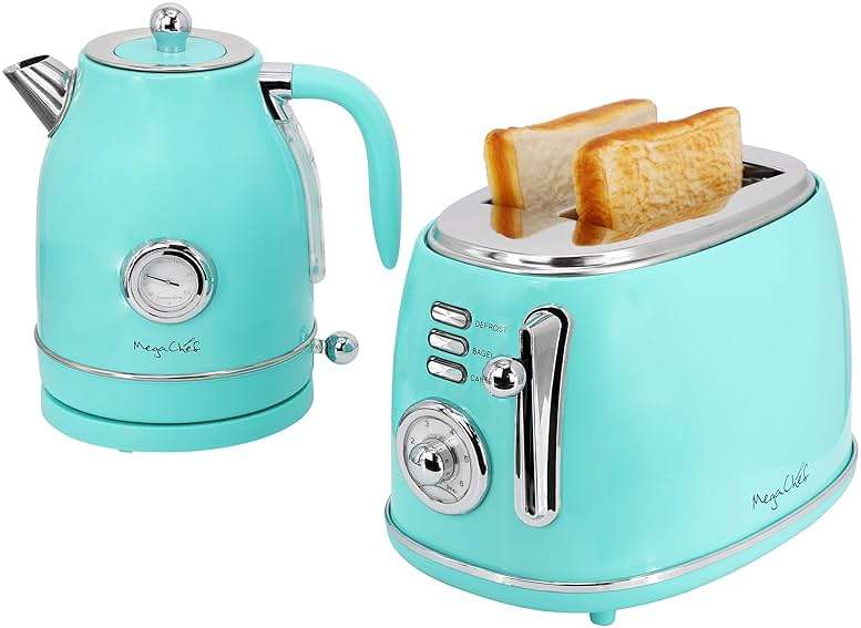 MegaChef 1.7 Quart Electric Tea Kettle and 2 Slice Toaster Combo (Turquoise) - Image 3