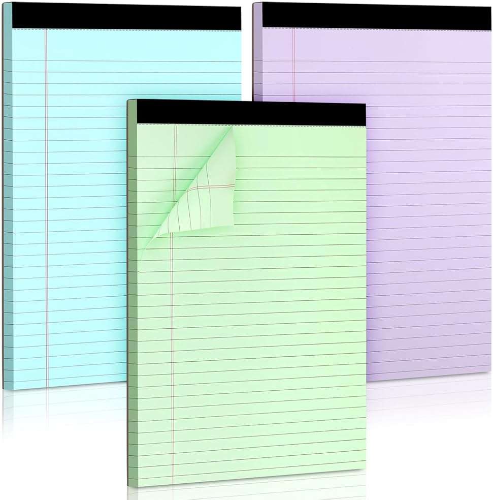 Colored Legal Pads, 3 Pack Writing Pads 8.5 x 11 inch, Micro Perforated Notebooks with Sturdy Back, Wide Ruled, 30 Sheets Per Writing Pad for School, College, Office, Professional (Blue/Purple/Green) - Image 1