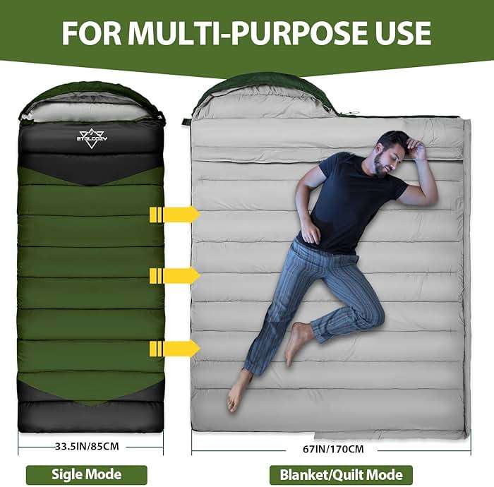 ETGLCOZY Sleeping Bag for Adults Cold Weather & Warm, Lightweight Backpacking Camping Hiking Essentials Gear for Kids 10-12 Girls Boys Compact w/Compression Sack Indoor Outdoor Sleep Must Haves - Image 4