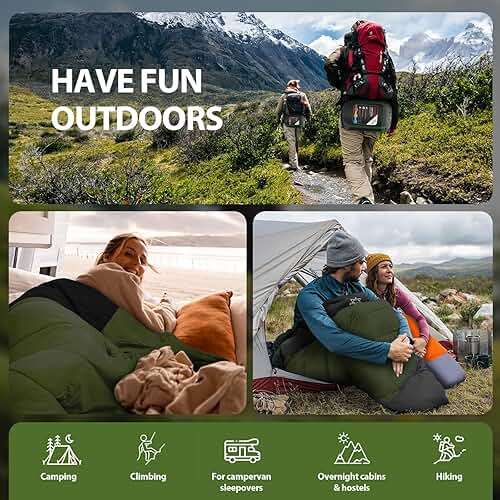 ETGLCOZY Sleeping Bag for Adults Cold Weather & Warm, Lightweight Backpacking Camping Hiking Essentials Gear for Kids 10-12 Girls Boys Compact w/Compression Sack Indoor Outdoor Sleep Must Haves - Image 7