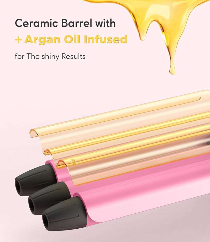 CIVEYA Mini Crimper for Short Hair 1/2 Inch, Small Crimper Hair Tool for Tight Beach Waves, 3 Barrel Waver with Argan Oil Infused, Easy to Use - Image 5