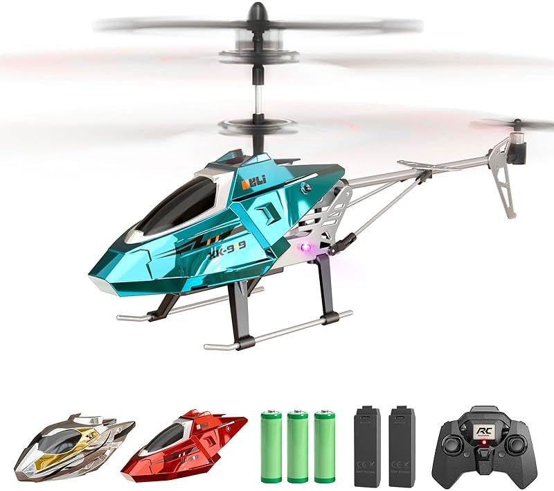 XIKOTEC Remote Control Helicopter, RC Helicopter Toy for Kids, 2.4GHz RC Plane with LED Lights, RC Flying Toy, Easy to Fly Indoor/Outdoor, Gifts Toys for Kids Beginners 8+ (Blue) - Product Image