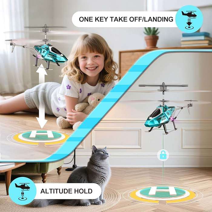 XIKOTEC Remote Control Helicopter, RC Helicopter Toy for Kids, 2.4GHz RC Plane with LED Lights, RC Flying Toy, Easy to Fly Indoor/Outdoor, Gifts Toys for Kids Beginners 8+ (Blue) - Image 4