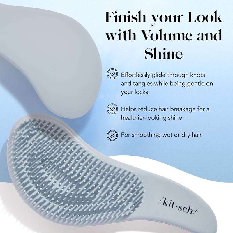 Kitsch Detangler Brush – Gentle Curly Hair Brush with Flexible Bristles for All Hair Types - Wet or Dry | Detangling Hair Brushes for Women & Men, Hairbrush for Adults & Kids - Haze Blue - Image 3