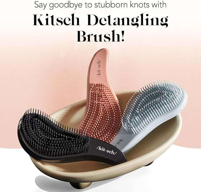 Kitsch Detangler Brush – Gentle Curly Hair Brush with Flexible Bristles for All Hair Types - Wet or Dry | Detangling Hair Brushes for Women & Men, Hairbrush for Adults & Kids - Haze Blue - Image 7
