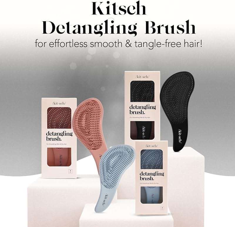 Kitsch Detangler Brush – Gentle Curly Hair Brush with Flexible Bristles for All Hair Types - Wet or Dry | Detangling Hair Brushes for Women & Men, Hairbrush for Adults & Kids - Haze Blue - Image 8
