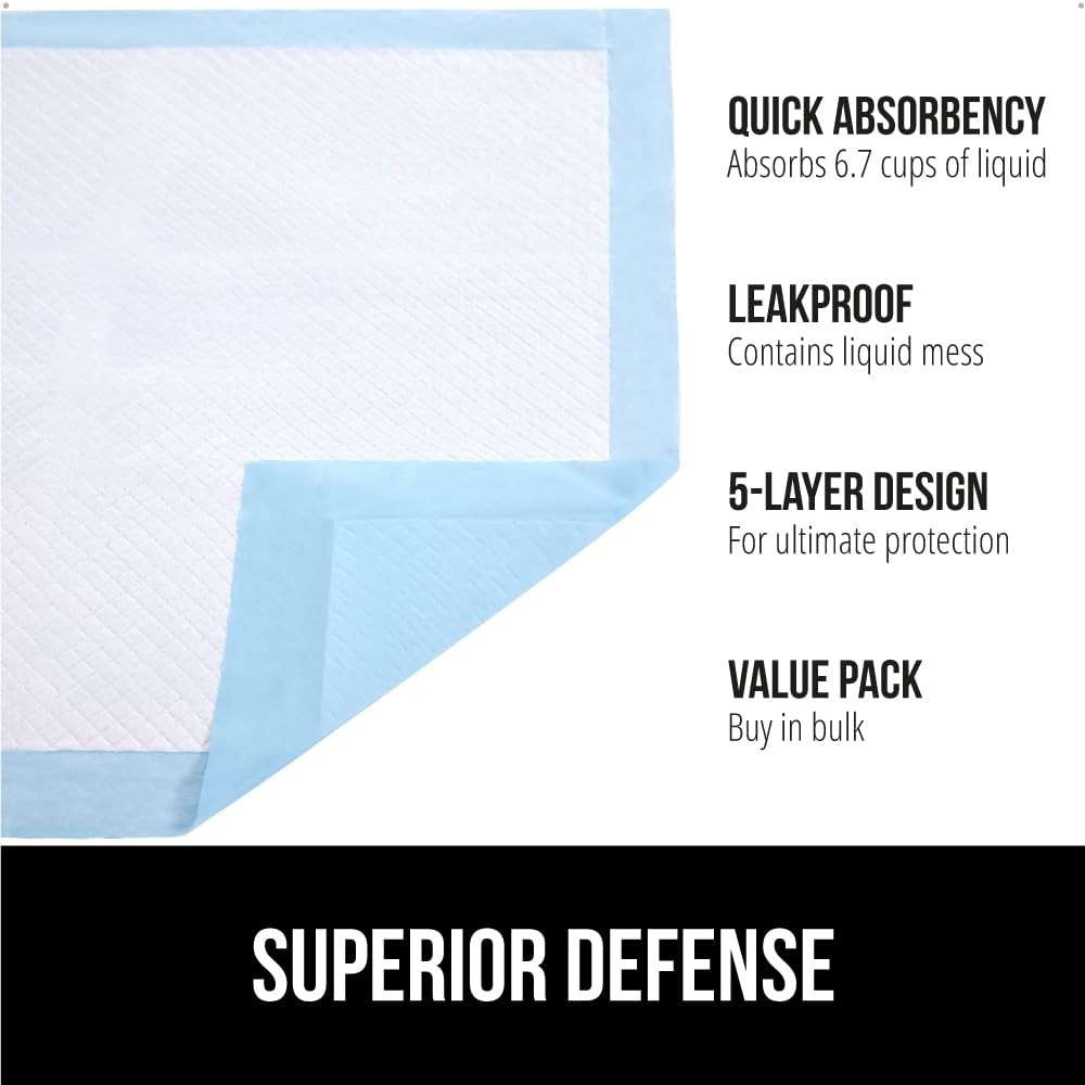 Gorilla Guard Disposable Puppy Pads, 100 Count 22x22 in, 5 Layer Pee Pads for Dogs, Absorbent Diaper Changing Pad, Dog Potty Training Supplies, Quick Dry Pet Housebreaking Essentials for Puppies - Image 2