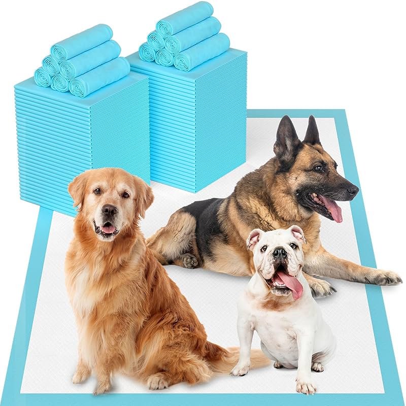 LNWJSRX Puppy Pee Pads for Dogs Extra Large 31""x47"" 40 Count, Leak-Proof & Super Absorbent, Thicken Disposable Potty Training Pads for Doggie Cats Rabbits, Quick Dry Pet Piddle Pad, Blue&white - Product Image