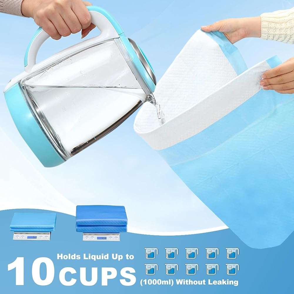 LNWJSRX Puppy Pee Pads for Dogs Extra Large 31""x47"" 40 Count, Leak-Proof & Super Absorbent, Thicken Disposable Potty Training Pads for Doggie Cats Rabbits, Quick Dry Pet Piddle Pad, Blue&white - Image 3