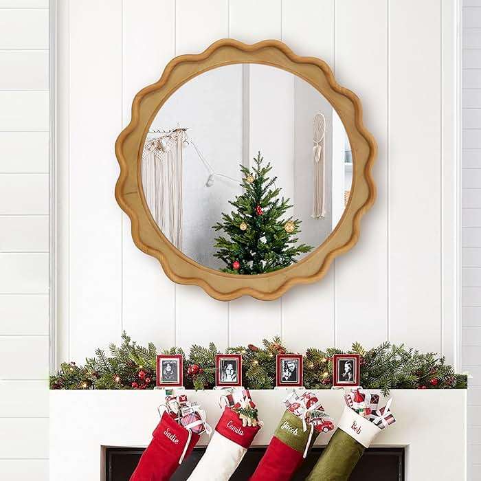 RiteSune Round Mirror 30 Inch, Farmhouse Wall Decor, Large Rustic Circle for Living Room, Bathroom, Entryway - Image 3