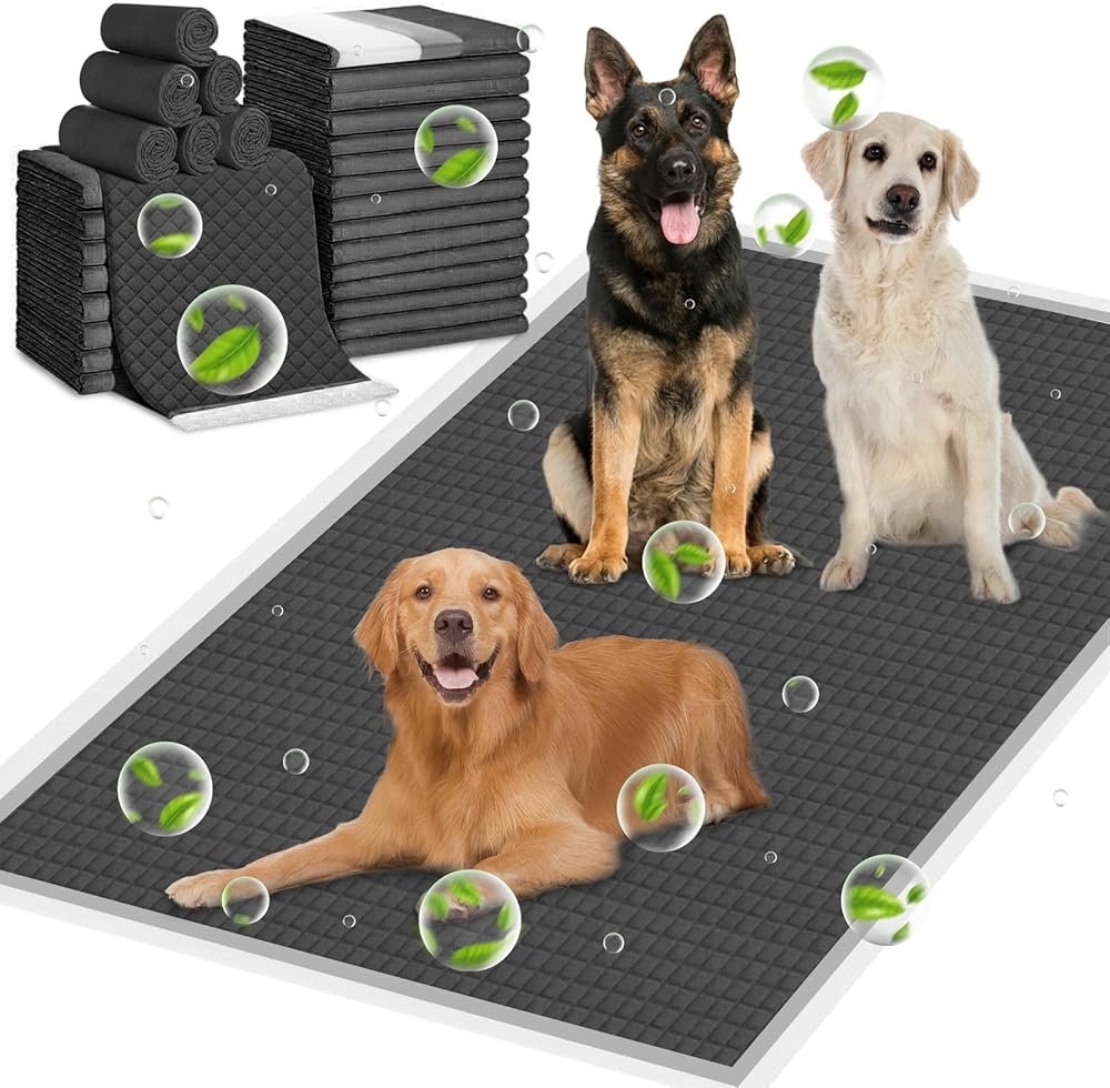 ELEGX Extra Large 48"x36" 30 Pcs Odor-Control Super Absorbency Charcoal Pee Pads for Dogs,Leak-Proof Pet Training Pee Pads,Thicken Disposable Potty Pads Puppy Training Pads for Cats Rabbits - Product Image