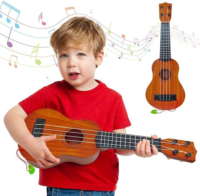 Kids Toy Ukulele Guitar,17 Inch Classical Guitar Musical Toy,4 Strings Guitar Ukulele Educational Learning Toy for Toddlers and Preschoolers - Image 1
