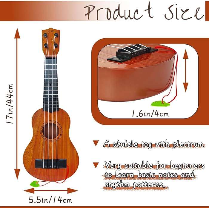 Kids Toy Ukulele Guitar,17 Inch Classical Guitar Musical Toy,4 Strings Guitar Ukulele Educational Learning Toy for Toddlers and Preschoolers - Image 3