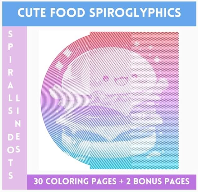Cute Food Spiroglyphics Spirals Lines Dots: One Color Coloring Book With Unique Ilustraions To Discover - Product Image