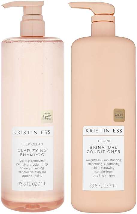Kristin Ess Clarifying Shampoo and Conditioner Set - Shampoo and Conditioner for Women - Shampoo for Oily Hair + Build Up - Works with All Hair Types - Restores Hair Shine + Scalp Health, 33.8 fl oz - Image 1