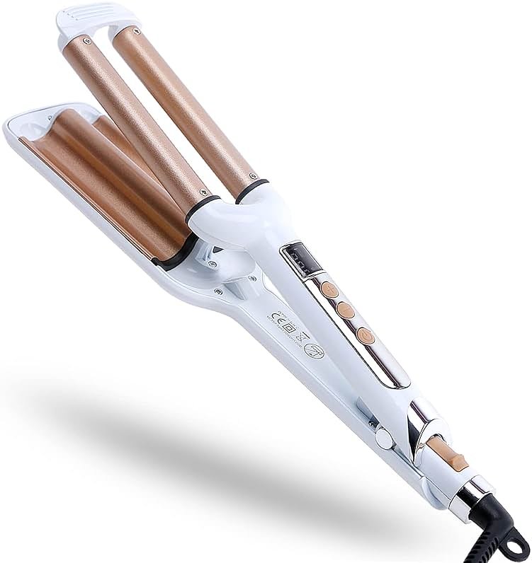 3 Barrel Hair Crimper Iron Professional Curling Wand 0.6 Inch Ceramic Fast Heating Crimping Iron for Deep Waves Valentines Gifts - Product Image