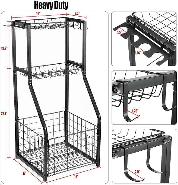 YueTong Sports Equipment Organizer for Garage Organization,Ball Storage With Basketball Holder and Ball Cart Rack,Outdoor Toy Storage with Bin for Nerf Gun,Football,Volleyball Stuf,Gym Accessories - Image 3