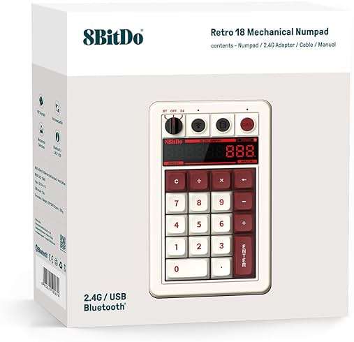 8BitDo Retro 18 Mechanical Numpad, Supports Calculator Mode, Bluetooth/2.4G/Wired Numpad for Windows and Android - Fami Edition - Image 4