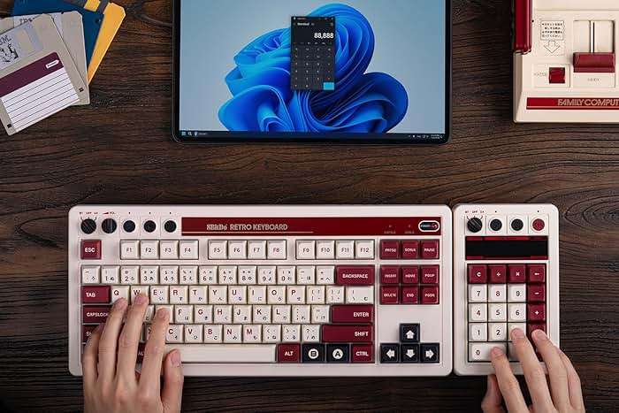 8BitDo Retro 18 Mechanical Numpad, Supports Calculator Mode, Bluetooth/2.4G/Wired Numpad for Windows and Android - Fami Edition - Image 9
