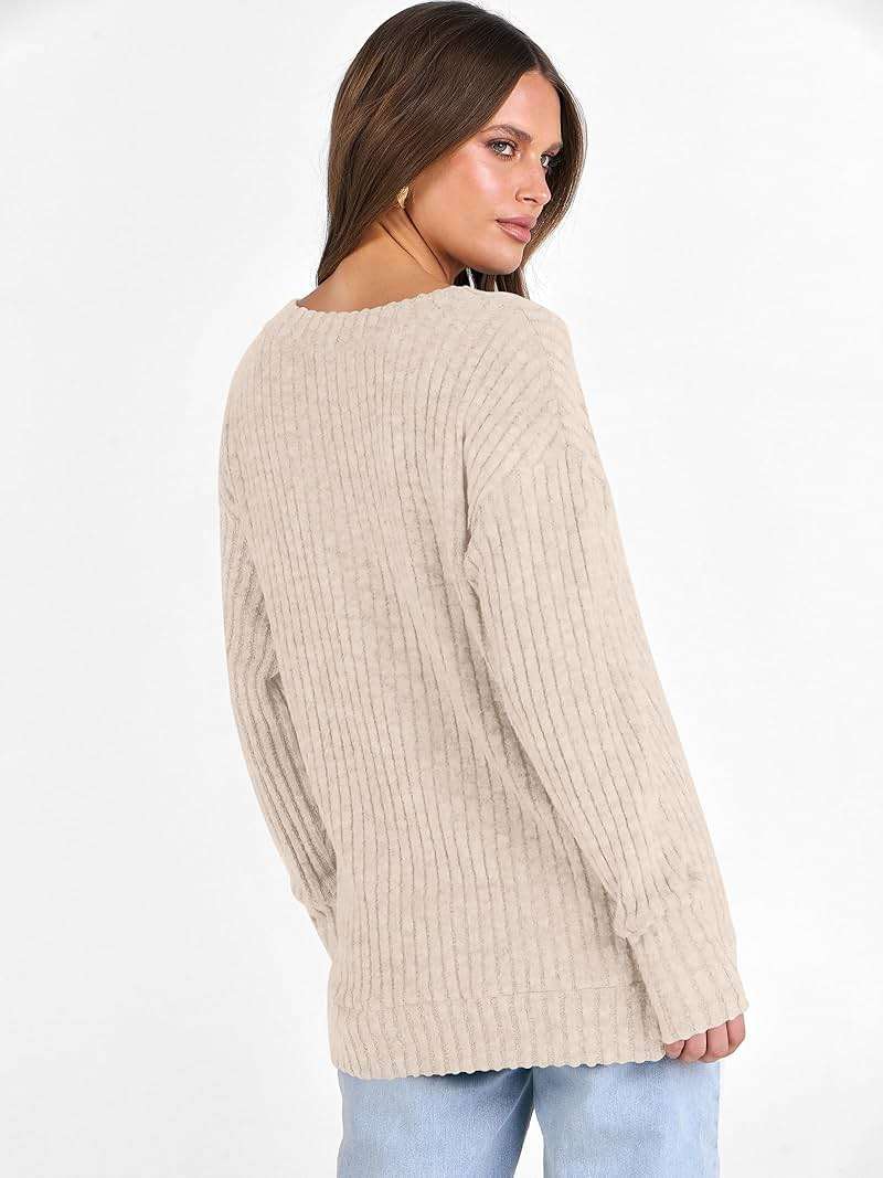 ANRABESS Long Sleeve Shirts for Women V Neck Casual Fall Tops Loose Fit Lightweight Sweaters Tunic Fashion 2025 Clothes - Image 5