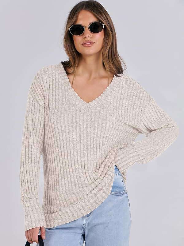 ANRABESS Long Sleeve Shirts for Women V Neck Casual Fall Tops Loose Fit Lightweight Sweaters Tunic Fashion 2025 Clothes - Image 7