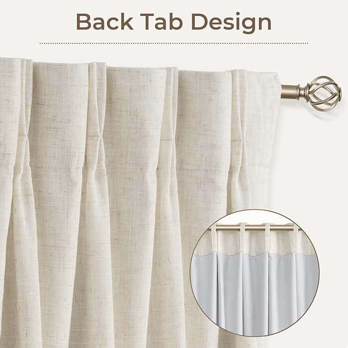 CAPALOCA Natural Linen Pinch Pleated Curtains Blackout, 100% Black Out Curtains 96 inch Long for Bedroom, Blackout Thermal Insulated Pinch Pleated Drapes for Living Room, 40" W x 96" L, 2 Panels Set - Image 4