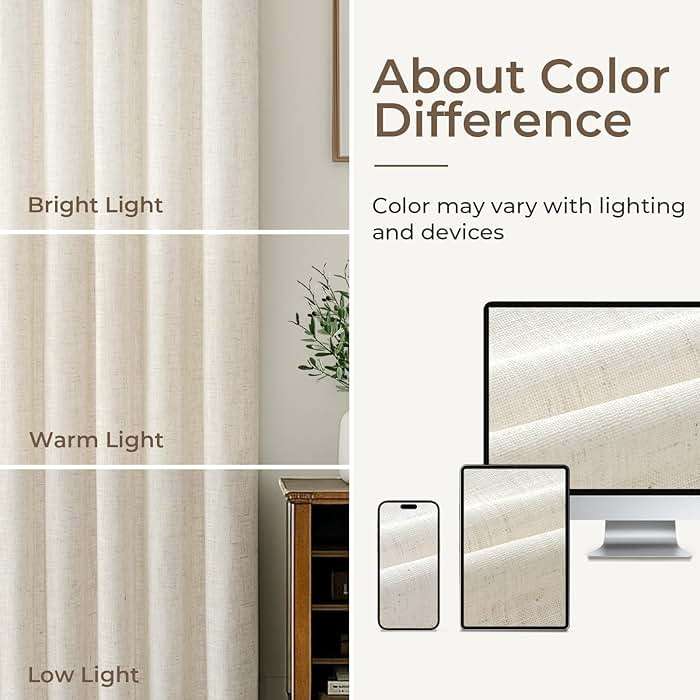 CAPALOCA Natural Linen Pinch Pleated Curtains Blackout, 100% Black Out Curtains 96 inch Long for Bedroom, Blackout Thermal Insulated Pinch Pleated Drapes for Living Room, 40" W x 96" L, 2 Panels Set - Image 9