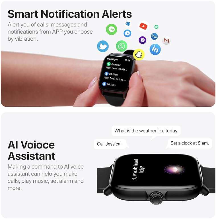Leeyalan Smart Watch for Men Women (Answer/Make Calls/AI Voice Control) 1.91" for Android Phones iPhone Samsung Compatible IP68 Waterproof/Heart Rate/Sleep Tracker/116 Sport Modes. - Image 3