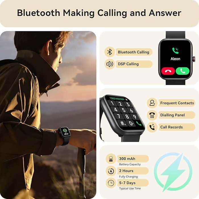 Smart Watch for Women Men, Smartwatch for iPhone & Android Bluetooth (Answer/Call) Built-in Alexa, 1.91" HD Fitness Tracker with 105+ Sport Modes, IP68 Waterproof, Sleep/Heart Rate/SpO2/Stress Monitor - Image 2