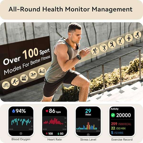 Smart Watch for Women Men, Smartwatch for iPhone & Android Bluetooth (Answer/Call) Built-in Alexa, 1.91" HD Fitness Tracker with 105+ Sport Modes, IP68 Waterproof, Sleep/Heart Rate/SpO2/Stress Monitor - Image 3