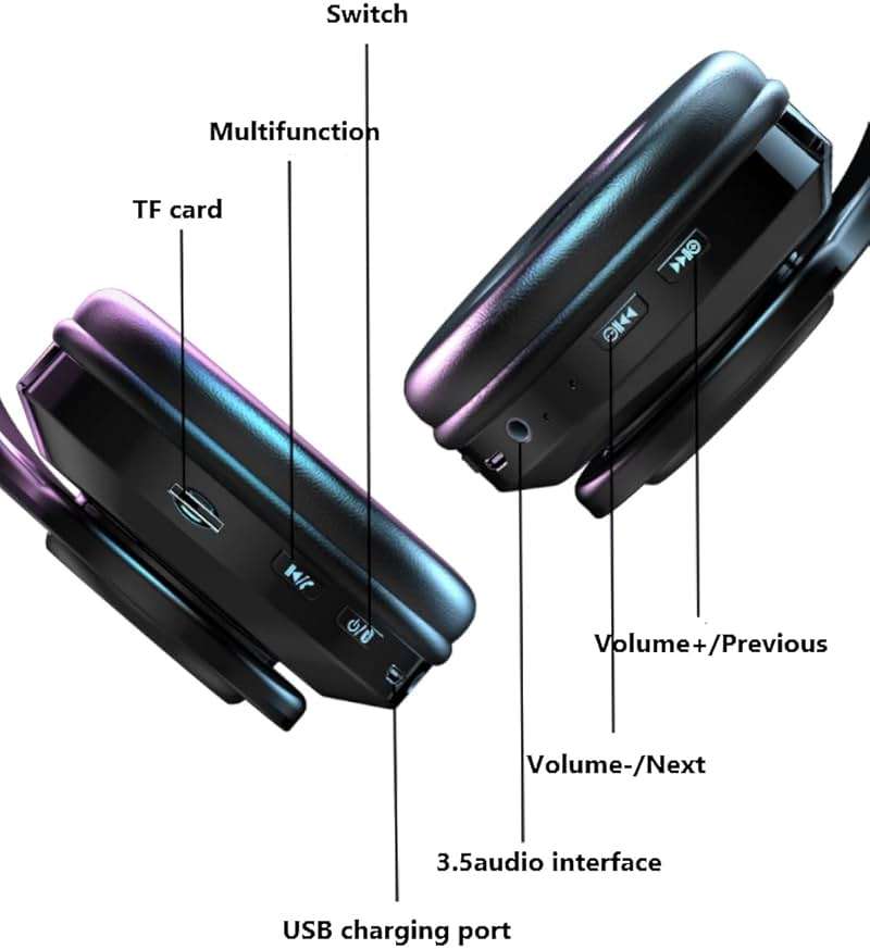 Fragolucyou Wireless Bluetooth Headphones-Colorful Light,Stereo | Foldable,Bluetooth 5.0,10 m Range,Stereo Surround,Built-in Microphone,Comfortable affixed Ears - Image 5