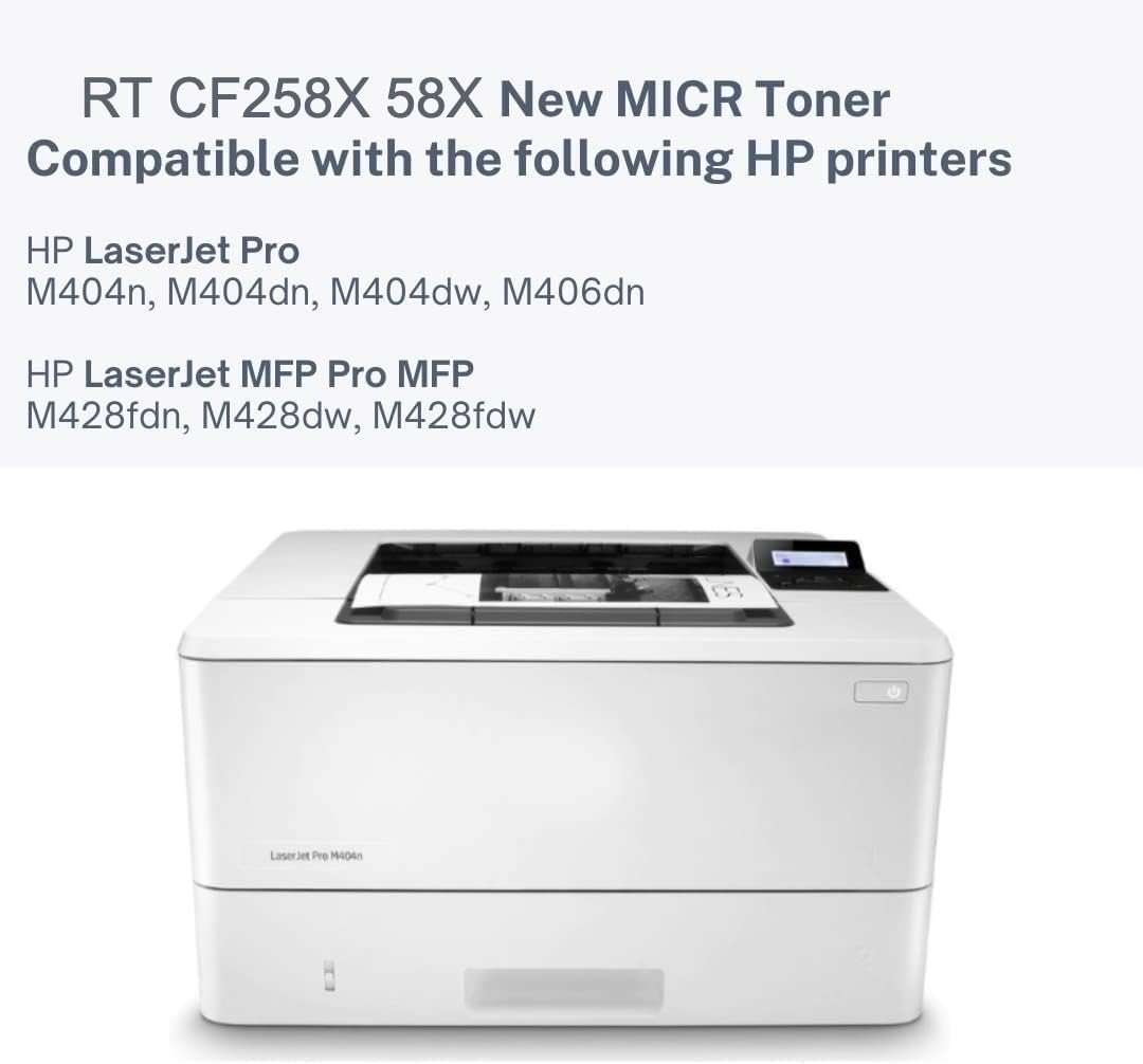 Renewable Toner 58X MICR Compatible Replacement for HP 258X CF258X Laser Jet M404 M404dn M404dw M404n MFP M428 M428fdn M428fdw High Yield Check Printer Cartridge (with New Chip) - Image 2