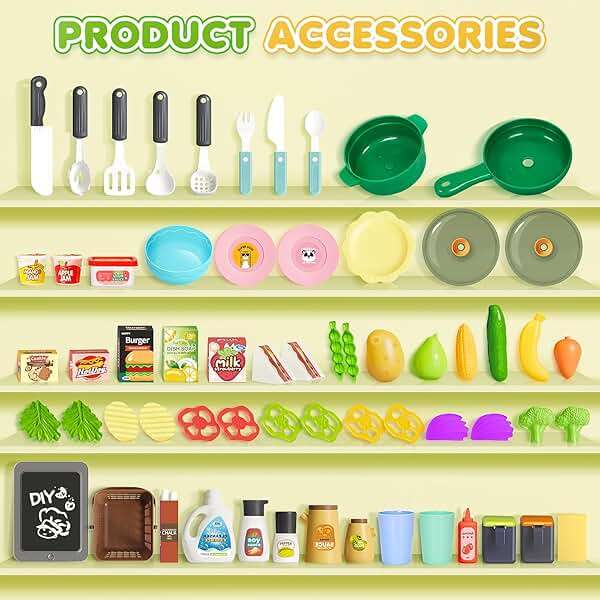 Kids Play Kitchen Set, Toddler Kitchen Playset with Sound & Light, Cooking Stove with Steam, Play Sink, Play Food Toy and Kitchen Accessories, Kitchen Toy for Kids Girls Boys (31.5 * 22 * 8.6in) - Image 4