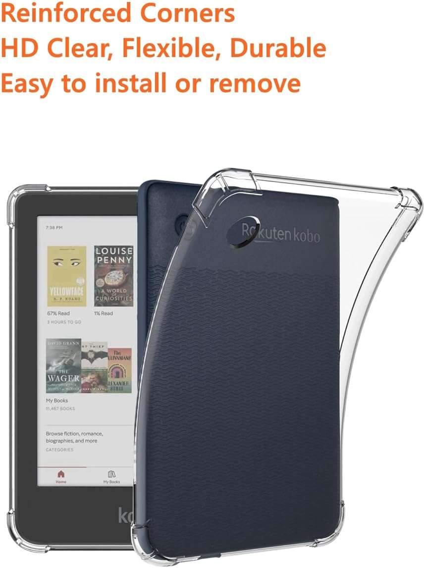 Zcooooool Case for Kobo Clara Colour/Clara BW/Kobo Clara 2E eReader 6 inch Reinforced Corners Cover/Libra Colour Case/Clara BW Case/Clara 2E Case, Transparent - Image 2