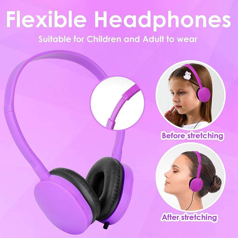 TJZXGUI Bulk Classroom Headphones for Students School 20 Pack Wholesale Headphones Class Set with 3.5mm Jack for Chromebook Laptop PC Computer (10 Mixed Colors) - Image 2