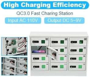 Knwigoe 12 Slot Cellphone Charging Station,Cell Phone Locker,Cellphone Charging Cabinet with 3 in 1 Charging Cable Combination Lock QC3.0 Fast Charging for Office Classroom - Image 4