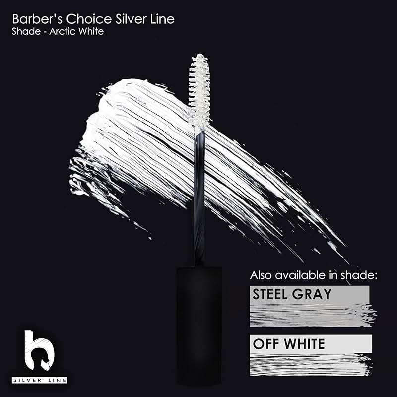 Barbers Choice Silver Line, Facial Hair Brush on Temporary Color for Silver Fox Men- Instantly Brighten White Beards, Mustache & Sideburns, Less Yellow, Easy Application, Arctic White - Image 3