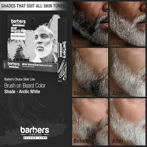 Barbers Choice Silver Line, Facial Hair Brush on Temporary Color for Silver Fox Men- Instantly Brighten White Beards, Mustache & Sideburns, Less Yellow, Easy Application, Arctic White - Image 4