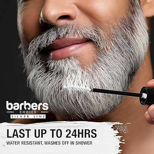 Barbers Choice Silver Line, Facial Hair Brush on Temporary Color for Silver Fox Men- Instantly Brighten White Beards, Mustache & Sideburns, Less Yellow, Easy Application, Arctic White - Image 6