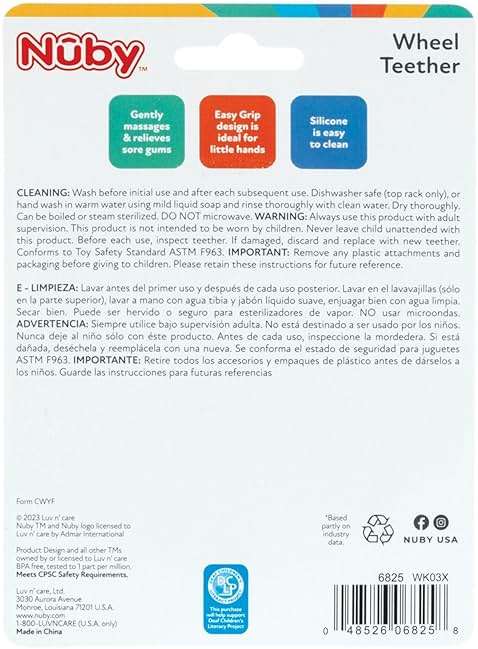 Nuby Silicone Wheel Teether - 3+ Months - Soft, Multi-Textured Baby Teething Toy - Natural Teething Relief for Babies - Image 7